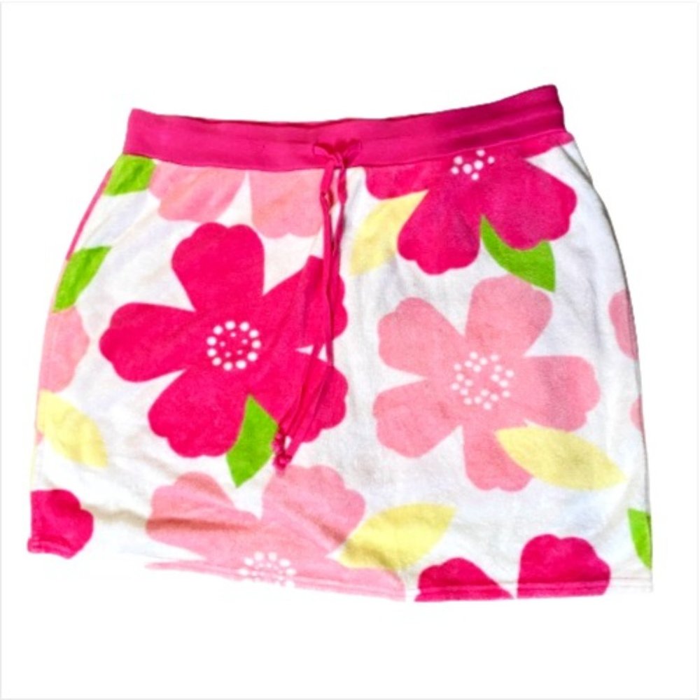 X-treme Pink & White Terrycloth Floral Mini-Skirt